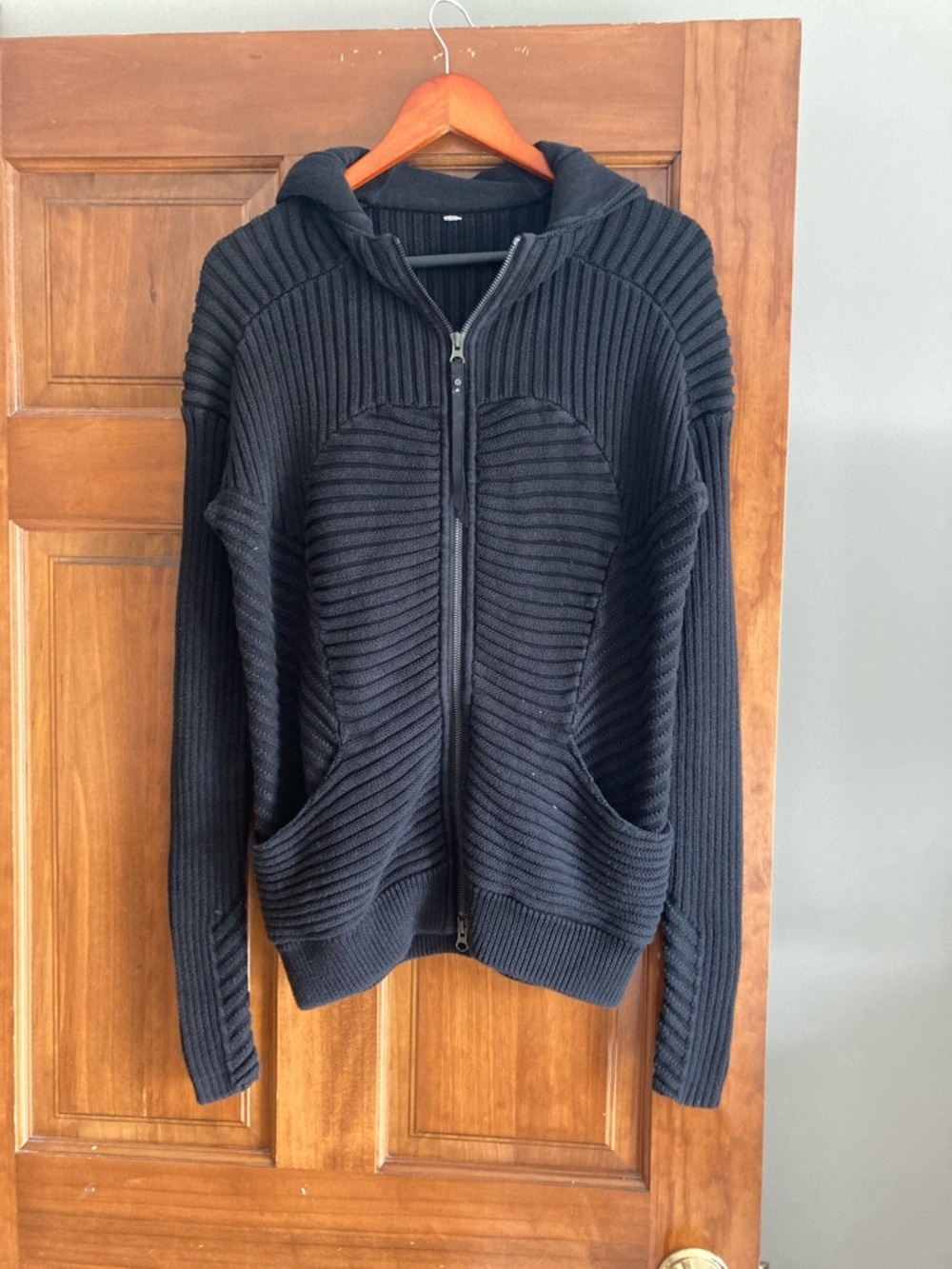 lululemon athletica Black Ribbed Zip-Up Hoodie Sweater